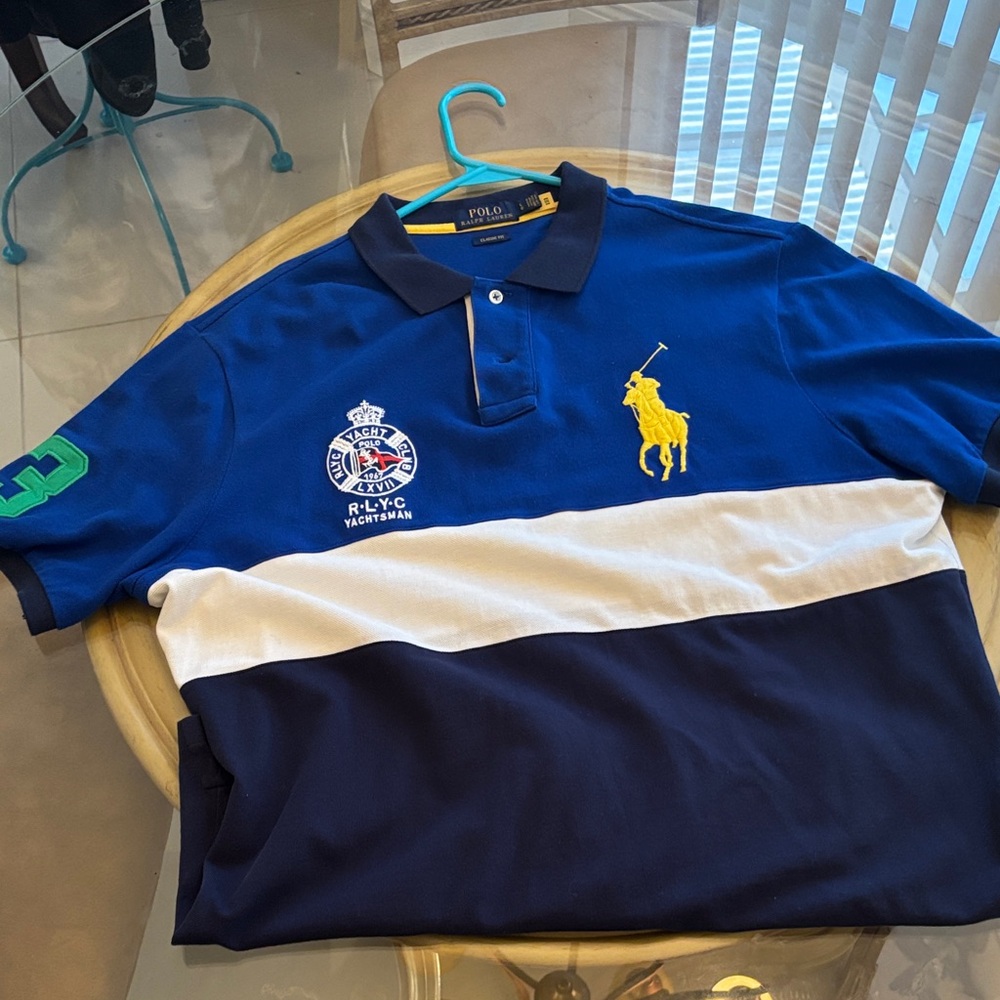 Polo by Ralph Lauren Blue and White Polo Shirt